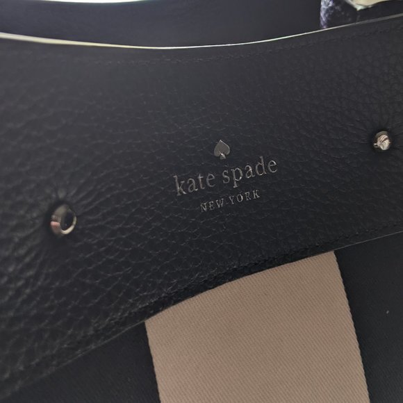 Kate Spade Marti Small Canvas Leather Blazer Blue Even Striped Bucket Handbag - Picture 3 of 8